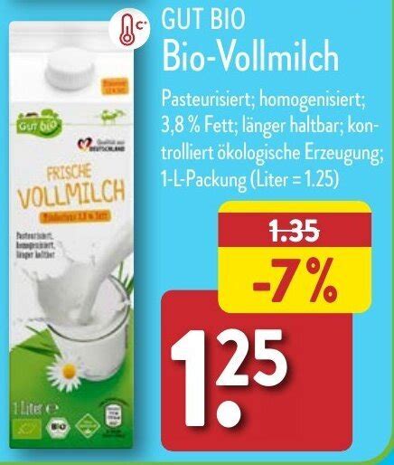 GUT BIO Bio Vollmilch 1 L Packung Angebot Bei Aldi Nord