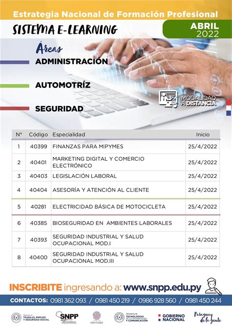 SNPP Paraguay on Twitter 𝗔𝗧𝗘𝗡𝗖𝗜𝗢𝗡 Habilitamos nuevos cursos