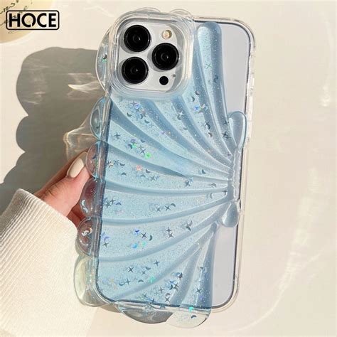 HOCE INS 3D Glitter Shiny Star Conch Shell Phone Case For IPhone 15 14