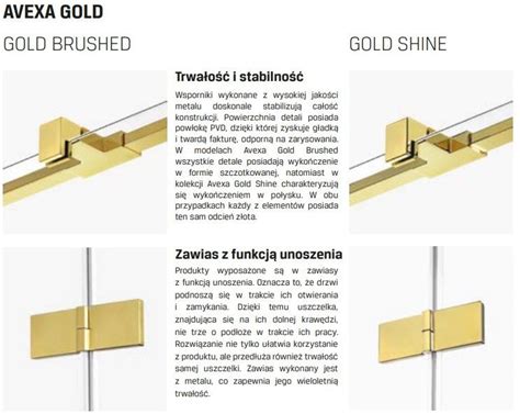 New Trendy Kabina Cianka Prysznicowa Walk In Avexa Gold Shine X