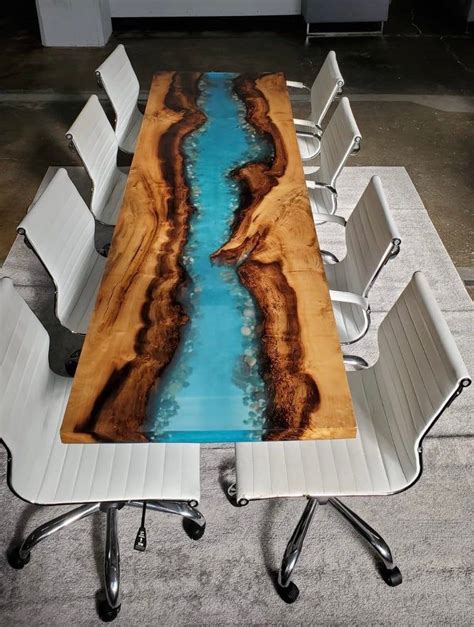 River Rock Epoxy Table Etsy Wood Resin Table Wood Tables Acrylic