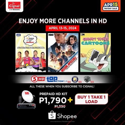 Cignal Hd Prepaid Kit B1t1 Load Shopee Philippines