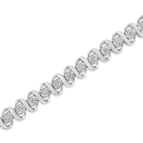 925 Sterling Silver 1 0 Carat Miracle Set Round Diamond S Link Tennis Bracelet For Sale At 1stdibs