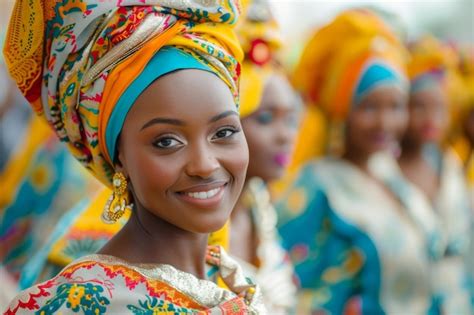 Premium Photo Colorful African Women In Traditional Attire With