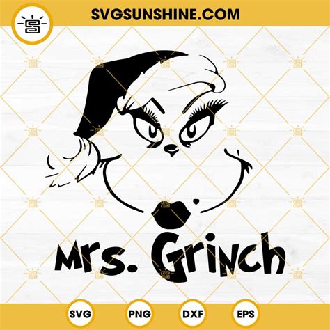 Mrs Grinch Face Svg Christmas Mrs Grinch Svg Cricut Silhouette