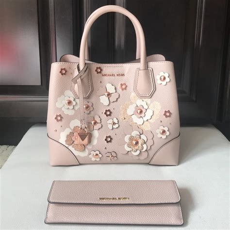 Michael Michael Kors Bags Michael Kors Pink Floral Appliqu Satchel