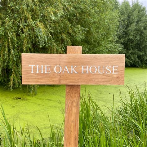 Engraved Oak Sign Post Oak Sign Post