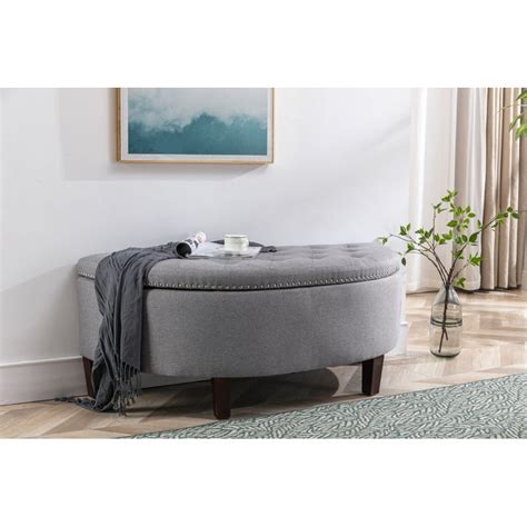 Lark Manor™ Aimable Half Moon Fabric Storage Ottoman Bench With