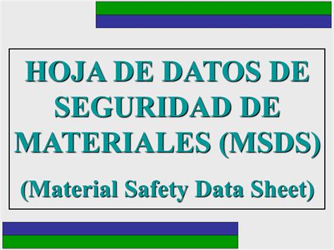 Ppt De Hojas De Msds Capacitacion Personal Saeg Ppt