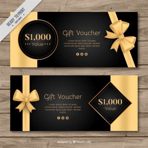 Vouchers De Preto E Dourado Elegante Do Presente Vetor Premium