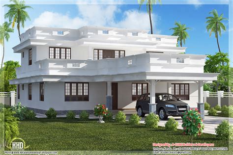 Flat Roof Home Design With Bedroom Kerala Home Design And Floor Plans