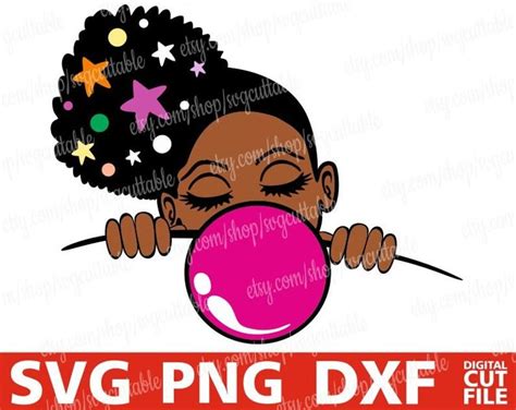 Peeking Girl Svg Stars Svg Peek A Boo Girl Afro Puffs Black Girl