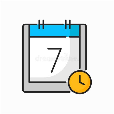 Calendar With Clock Timer Page With 7 Day Date Stock Illustration