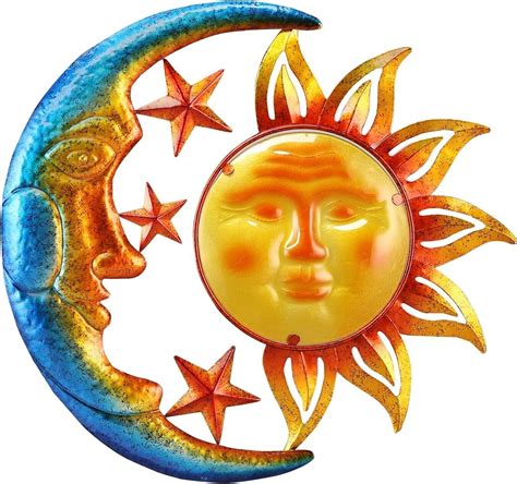 Metal Sun Moon Face Wall Plaque Decor Hang Art Patio Fence Porch Home Garden Ebay