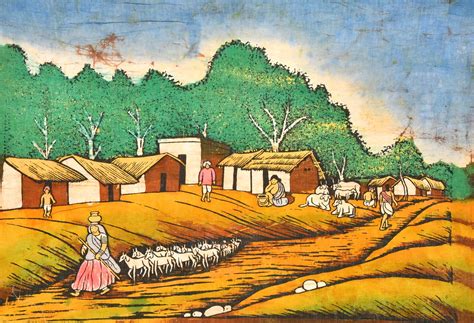 A Typical Indian Village Scene | Exotic India Art