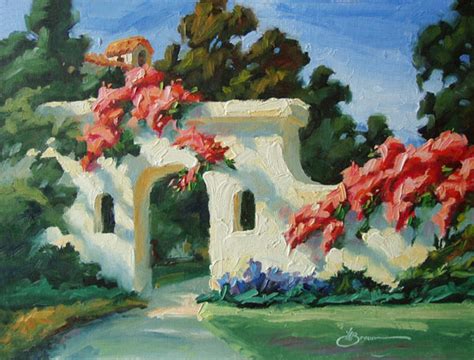 TOM BROWN FINE ART: SPANISH GARDEN WALL LANDSCAPE PAINTING - (CLICK ...