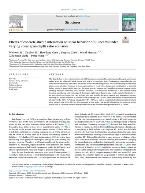 PDF Effects Of Concrete Stirrup Interaction On Shear Behavior Of RC