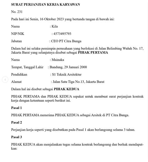 Contoh Surat Pernyataan Perjanjian Kerja Sama Gambar Docx Nbkomputer