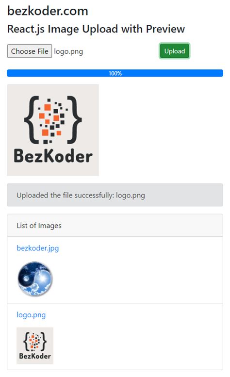 React Js Image Upload With Preview Functional Component Bezkoder