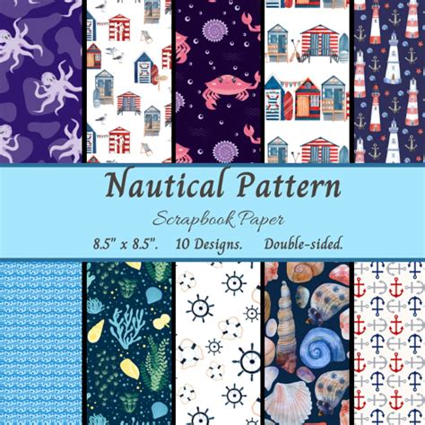 Nautical Scrapbook Paper Double Sided Sea Side Theme Craft Paper Pad