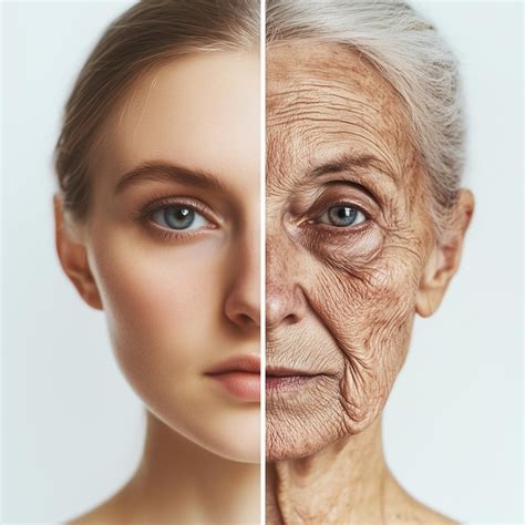 Una Mujer Con Arrugas En La Cara Y Las Palabras Natural En Fondo Blanco