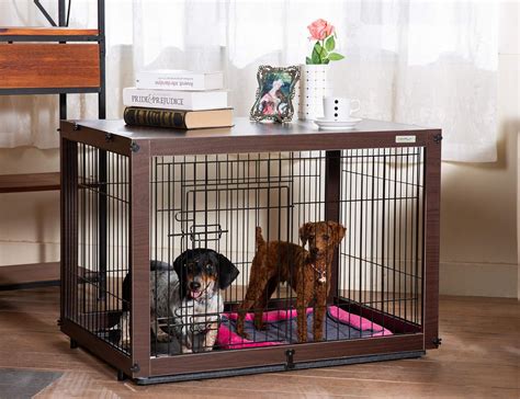 Amazon.com: SIMPLY + Wood & Wire Dog Crate, Pet Crate End Table, Wooden Dog Cage House, Dog ...