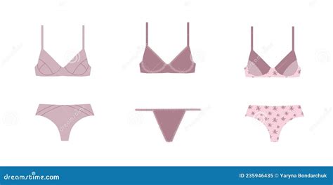 Collection Of Lingerie In Purple Colors Female Underwear Lingerie Set Panties Bikinis And