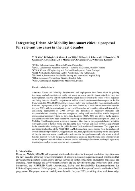 PDF Integrating Urban Air Mobility Into Smart Cities A Proposal For