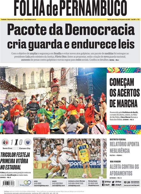 Capa Folha De Pernambuco Quinta De Dezembro De