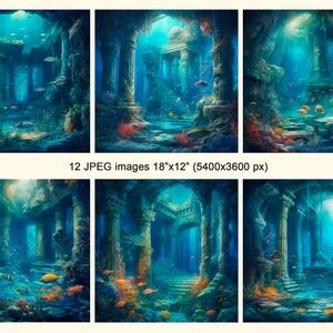 Atlantis Ruins Clipart Fantasy Underwater Ancient Greek Flooded City