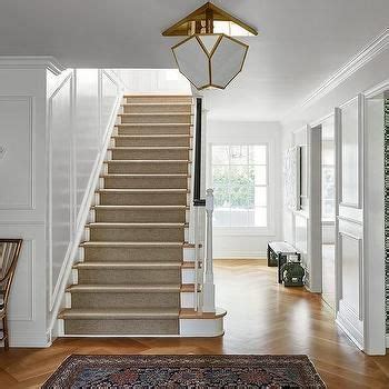 Light Gray Staircase Wall Millwork Transitional Entrance Foyer