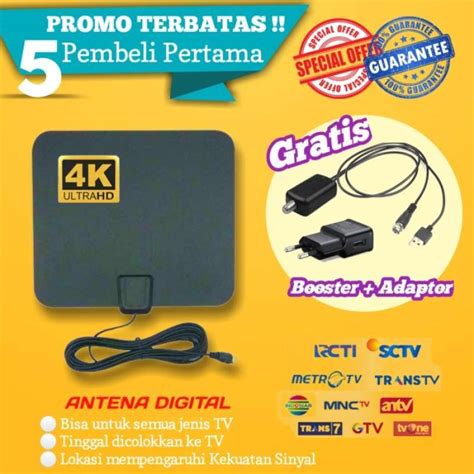 Promo Antena Tv Digital Adapter Penguat Sinyal Booster LED Antenna