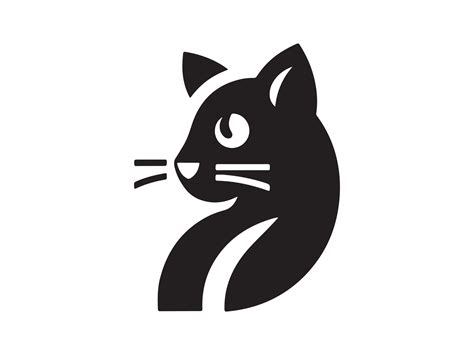 Cat head icon. Cat face logo. Silhouette simple. Flat style. Cartoon ...