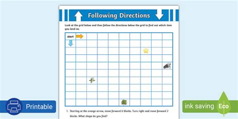 Following Directions Activity Sheet Teacher Made Twinkl