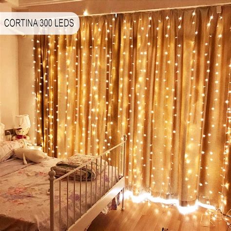 Cortina 300 Leds Branco Quente Fixo 3x2 Festa Evento 220V Shopee Brasil