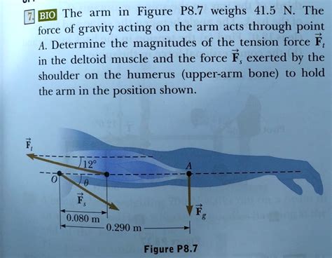 Solved Bio The Arm In Figure P87 Weighs 415 N The Force Of Gravity