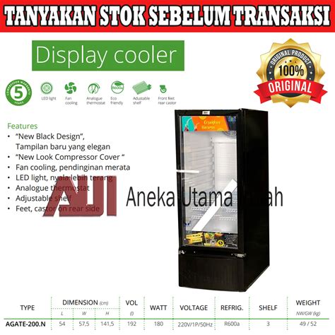 Jual Rsa Agate N Pintu Showcase Display Cooler Lemari Kaca