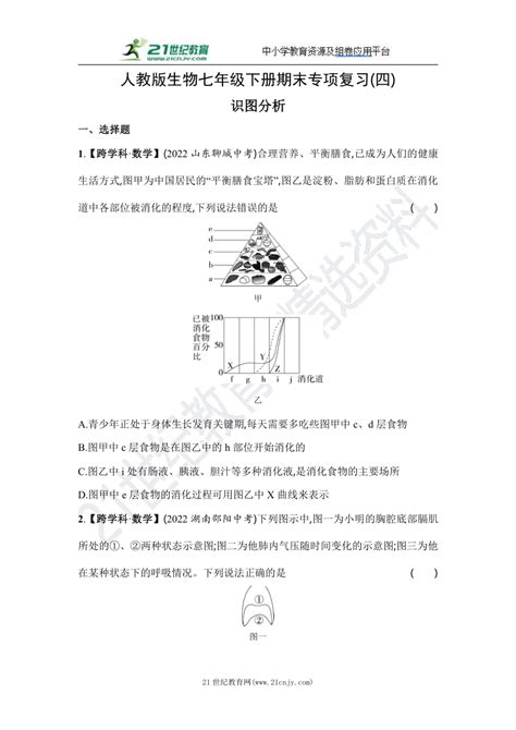 人教版生物七年级下册期末专项复习（四）识图分析（含答案解析） 21世纪教育网