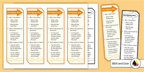 Identifying Bias Bookmark For 6th 8th Grade Teacher Made