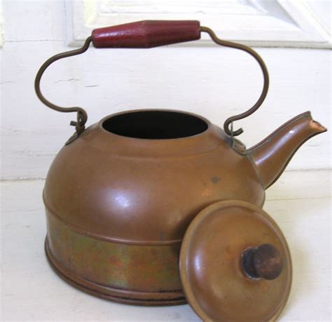 Vintage Copper Tea Kettle Primitive by Fishlegs on Etsy