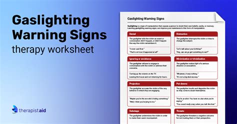 Gaslighting Warning Signs Worksheet Therapist Aid