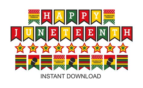 Juneteenth Banner Printable / Juneteenth Garland / Juneteenth | Etsy