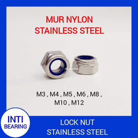 Jual MUR NILON LOCK NUT NYLON STAINLESS STEEL LOCKNUT M3 M4 M5 M6 M8