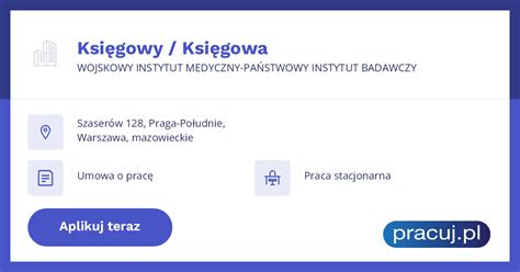 Oferta Pracy Ksi Gowy Ksi Gowa Wojskowy Instytut Medyczny Pa Stwowy