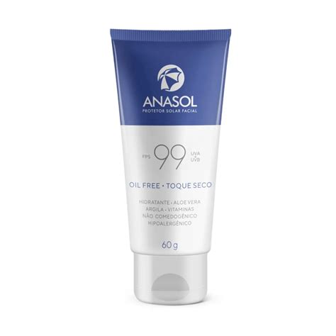 Protetor Solar Oil Free Toque Seco - Protetor Solar Facial Oil Free - Toque Seco FPS 99 UVB+UVA 60g - Anasol ...
