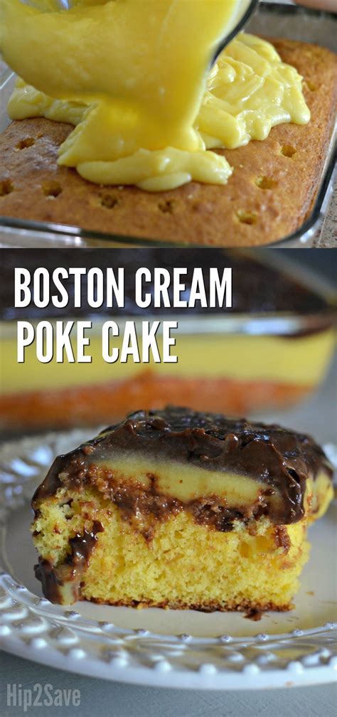 Easily Upgrade A Yellow Cake Mix Into This Creamy Boston Cream Poke Cake For Your N Poke Cake