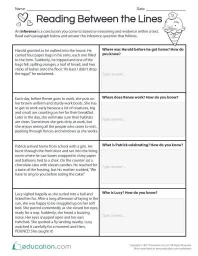 Free Between The Lines Worksheet Download Free Between The Lines