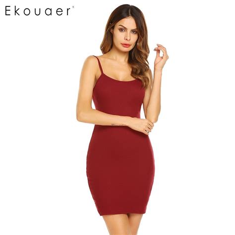 Ekouaer Vestido Corto Ajustado Con Tirantes Finos Para Mujer Vestidos