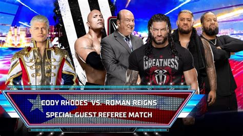 Cody Rhodes Vs Roman Reigns Match The Rock As Special Guest Referee