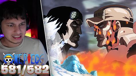 AOKIJI VS AKAINU DESTROYED PUNK HAZARD One Piece Episode 581 582